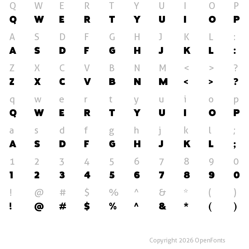 Character Map of Deli Regular