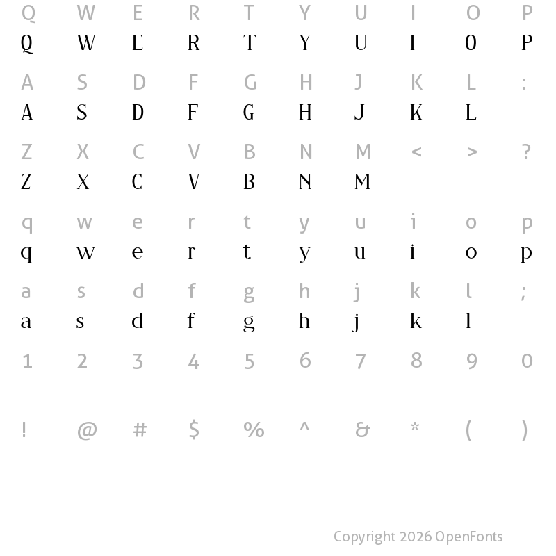 Character Map of DELIA Regular