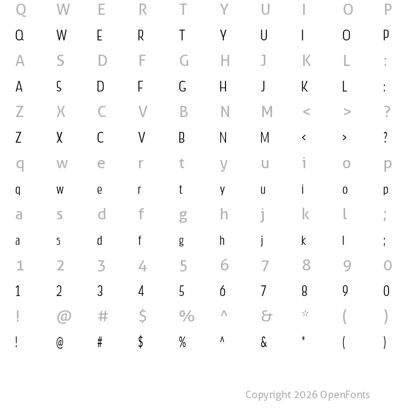 Character Map of delicious font Regular