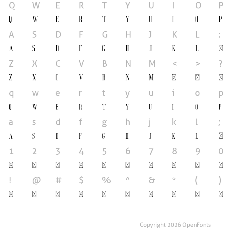 Character Map of Deluce Free Regular