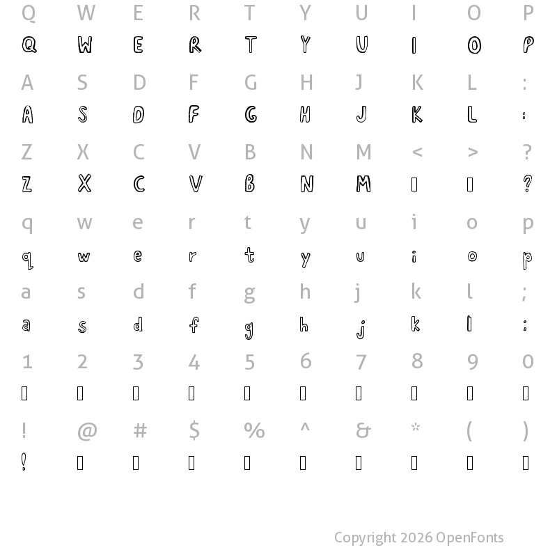 Character Map of Delvue 3 Regular