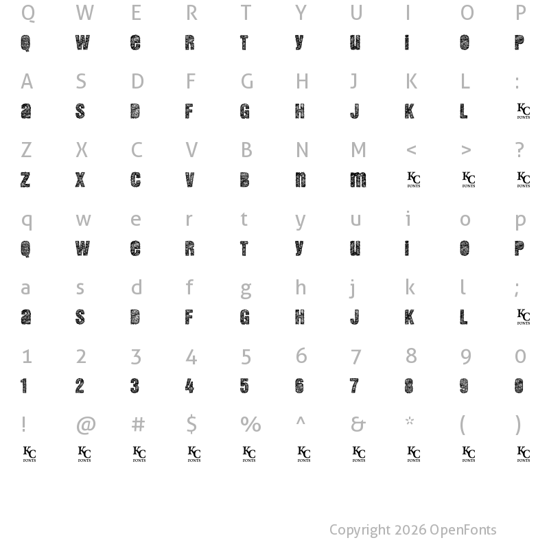 Character Map of DEMENTO Regular