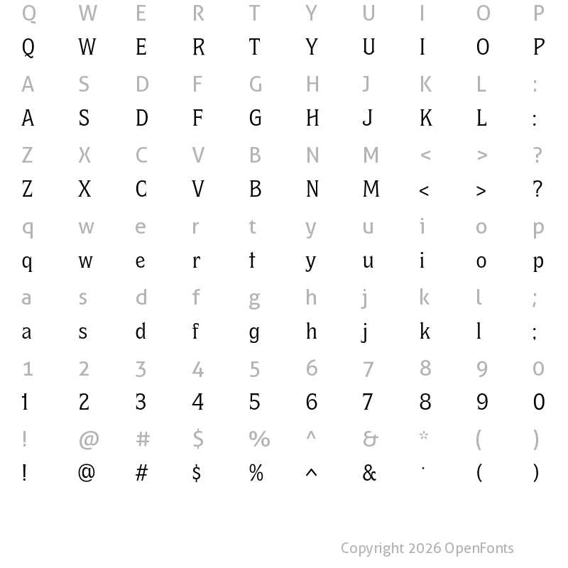 Character Map of Demo Osbert Text Regular