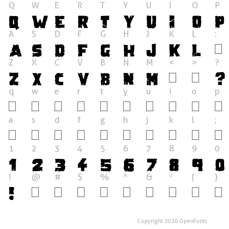 Character Map of Demolition Crack Black Regular
