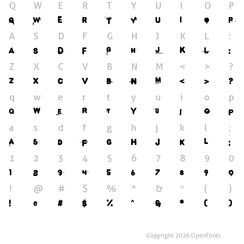 Character Map of Demon Panic Regular