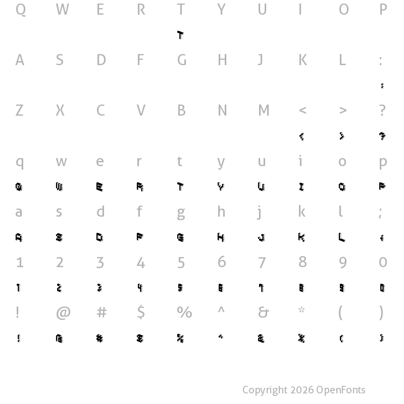 Character Map of DemonCubicBlockFont Dark Regular