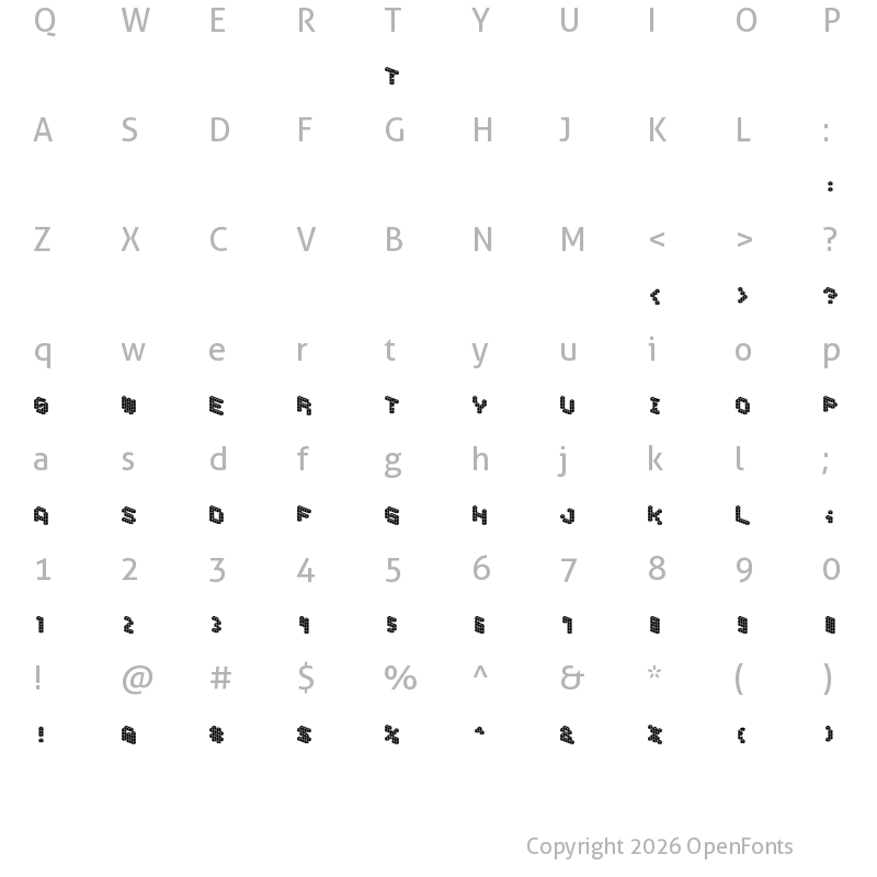Character Map of DemonCubicBlockFont Tile Regular