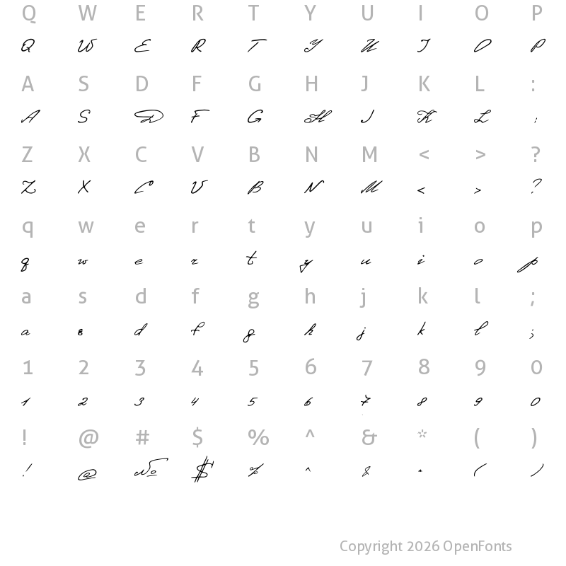 Character Map of Denistina Regular