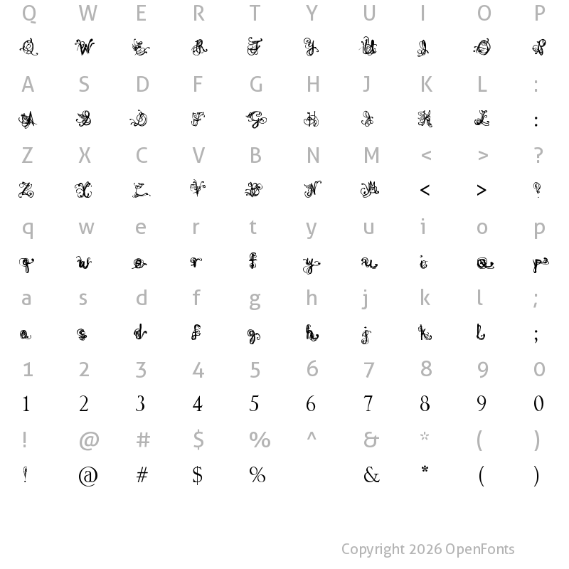 Character Map of Denne Angel Regular