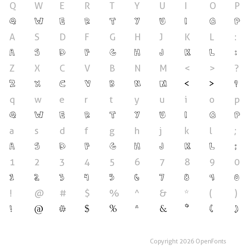 Character Map of Denne | CHOKIPI Regular