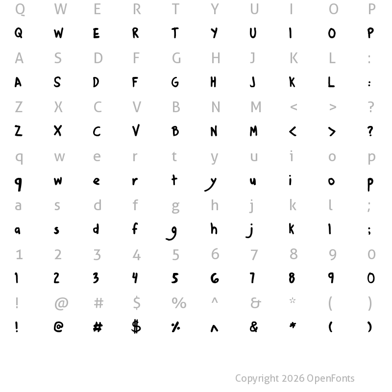 Character Map of Denne Kitten Heels Regular