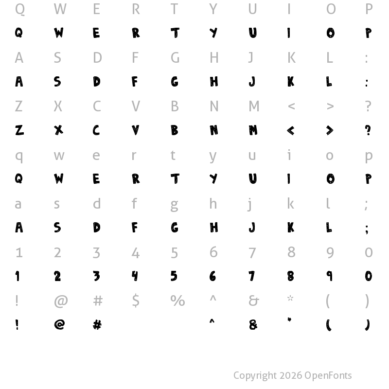 Character Map of DENNE | Sketchy Regular