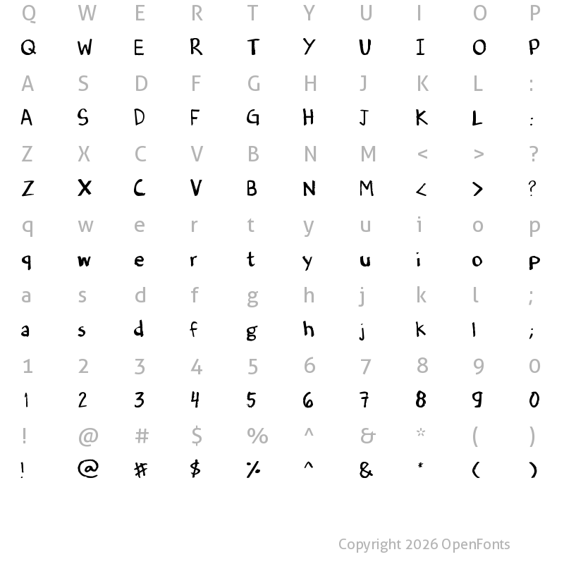 Character Map of Denne's Old Handwriting Regular