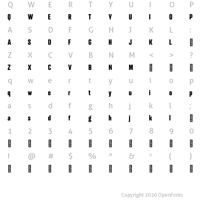Character Map of Denominary Bold