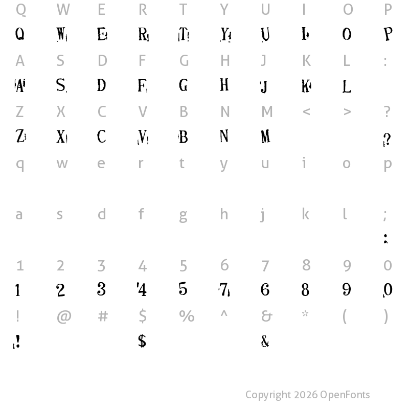 Character Map of Depressionist v2.0 Regular
