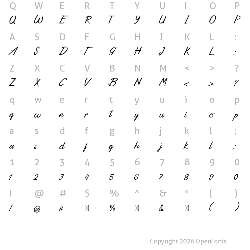 Character Map of Derapide Regular