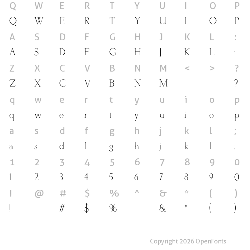 Character Map of Derivia Regular