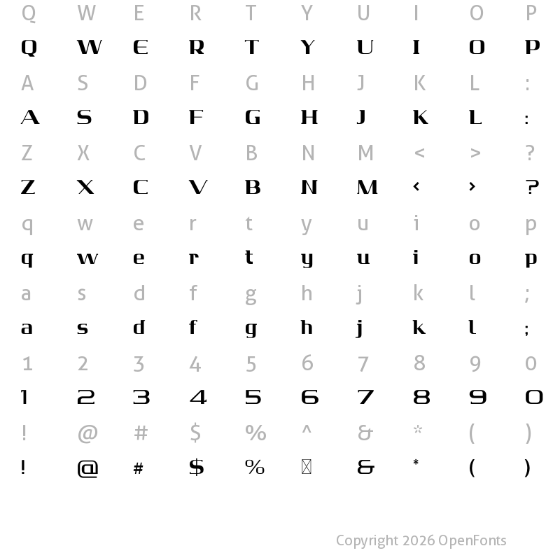 Character Map of DERSIRA Regular