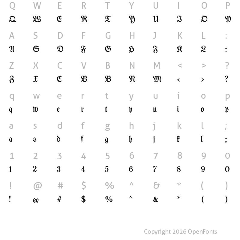 Character Map of Des Malers Fraktur Regular