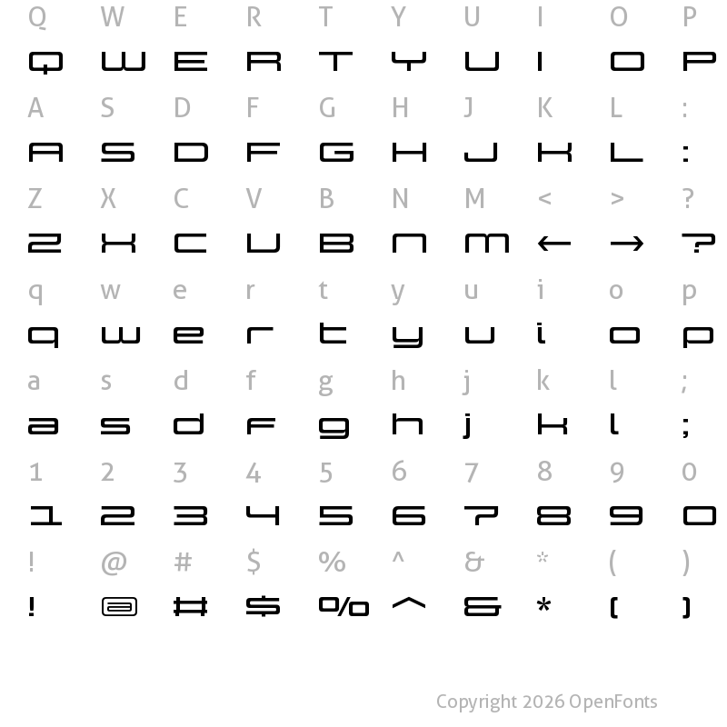 Character Map of Design System D W01 Regular