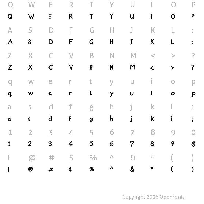 Character Map of Designer Notes Bold