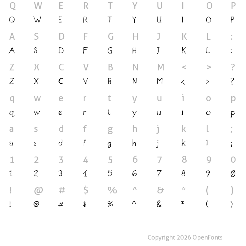 Character Map of Designer Notes Regular