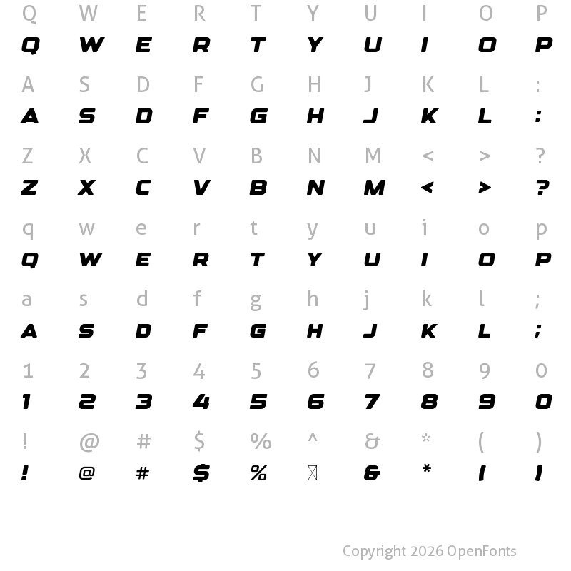 Character Map of Designer Regular