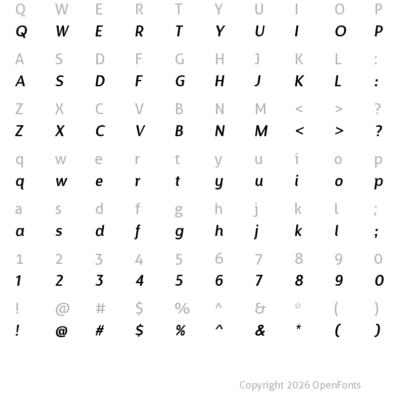 Character Map of Designosaur Italic