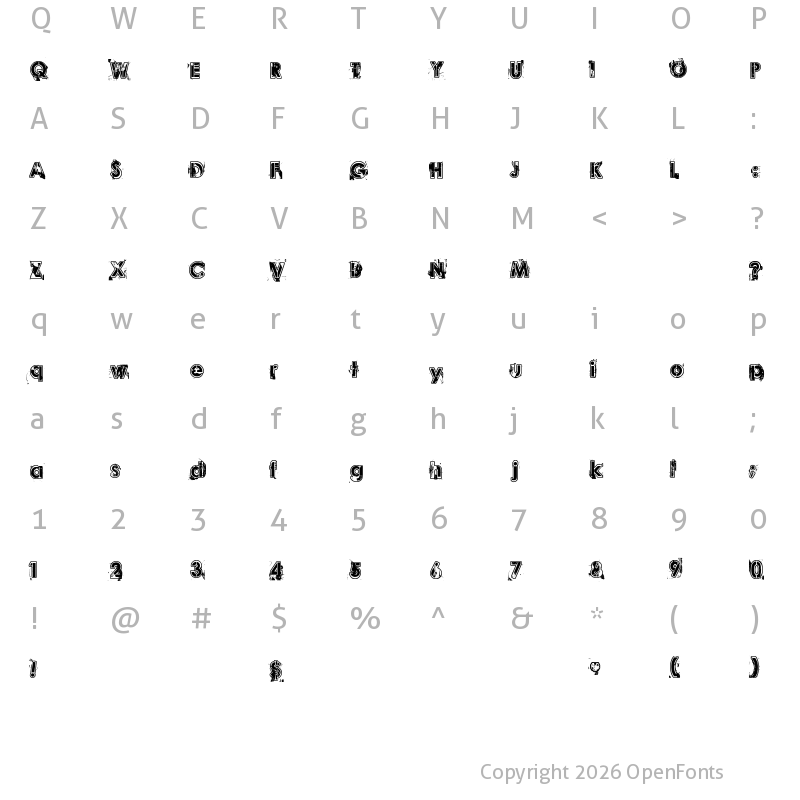 Character Map of Desperado! Regular