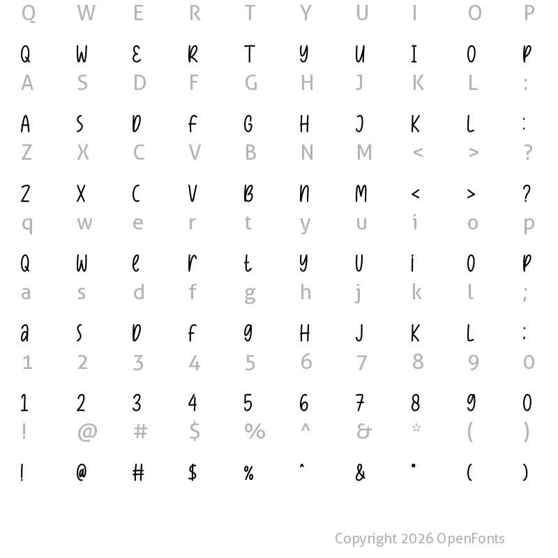 Character Map of Dessert Sugar Bold Bold