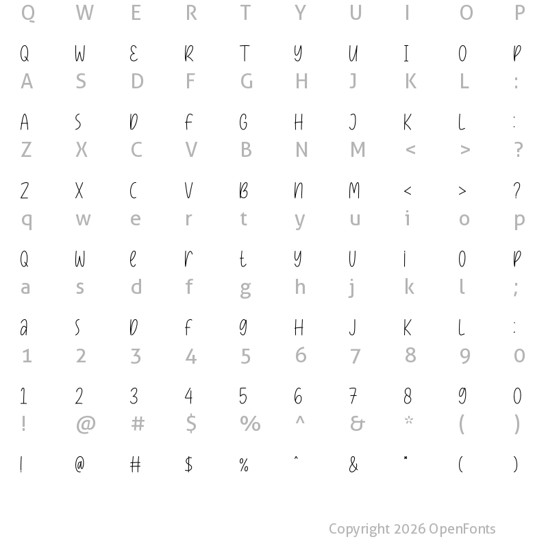 Character Map of Dessert Sugar Regular Regular