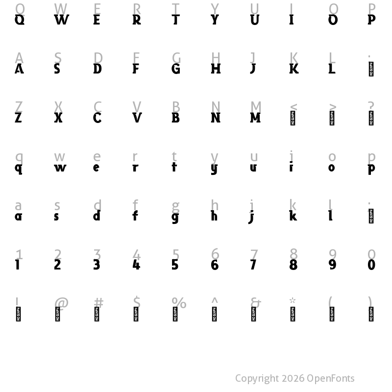 Character Map of Destrion Personal Use Regular