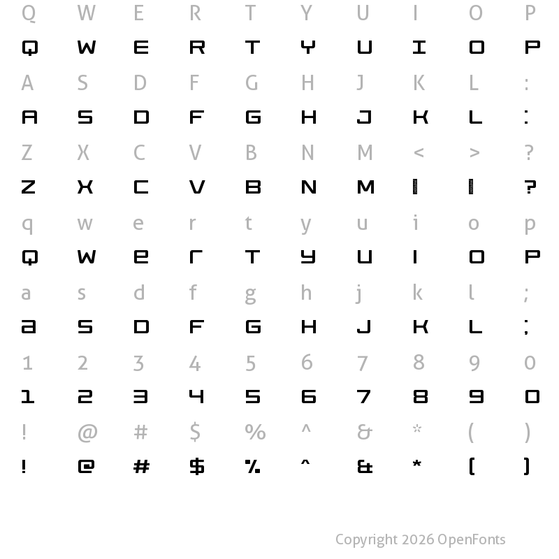 Character Map of Destrod Only For Personal Use Regular