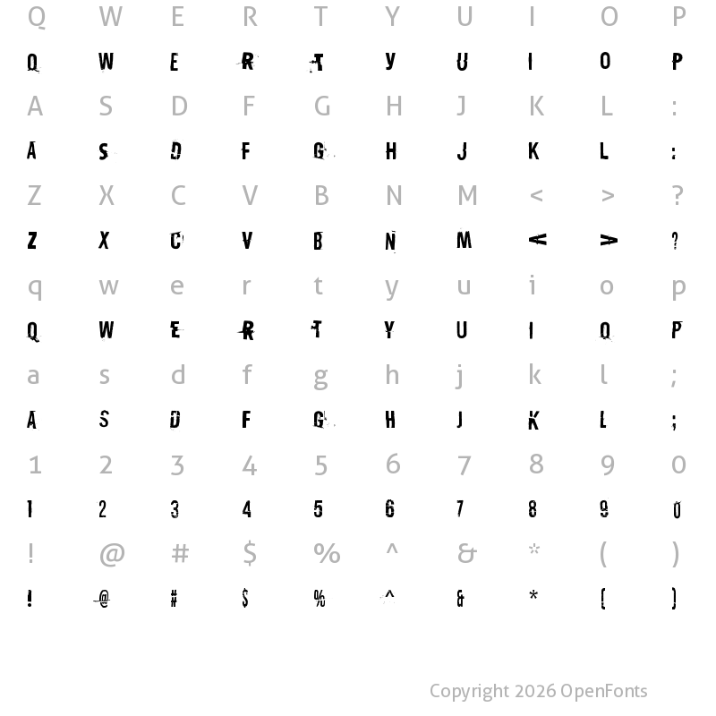 Character Map of Destroy X Regular