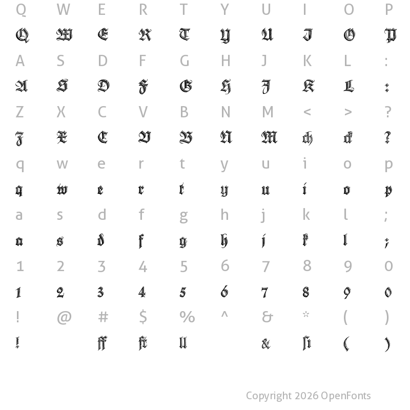 Character Map of Deutsche Zierschrift Regular