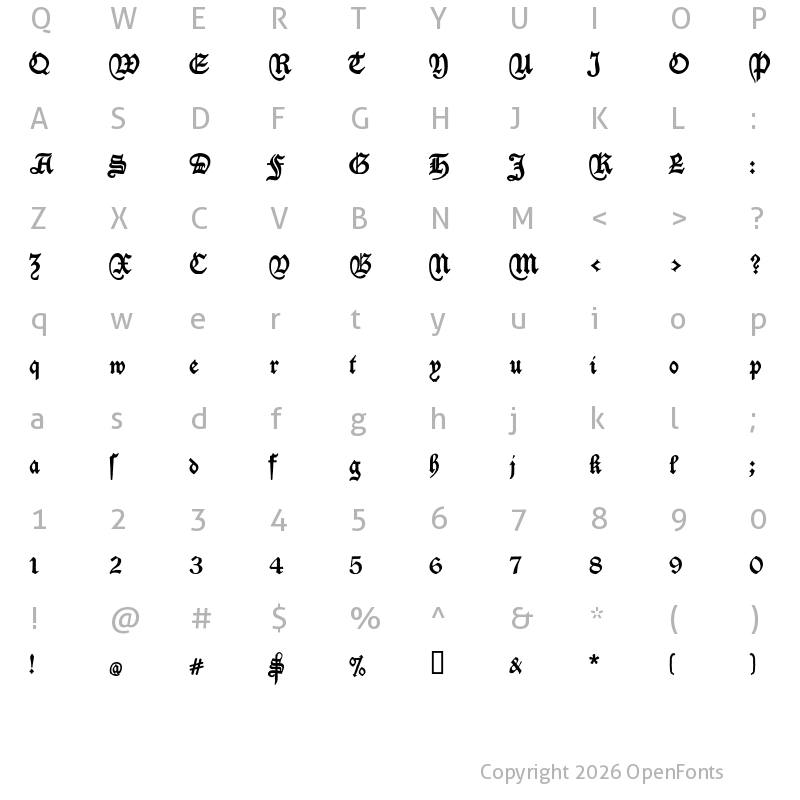 Character Map of Deutschische Regular