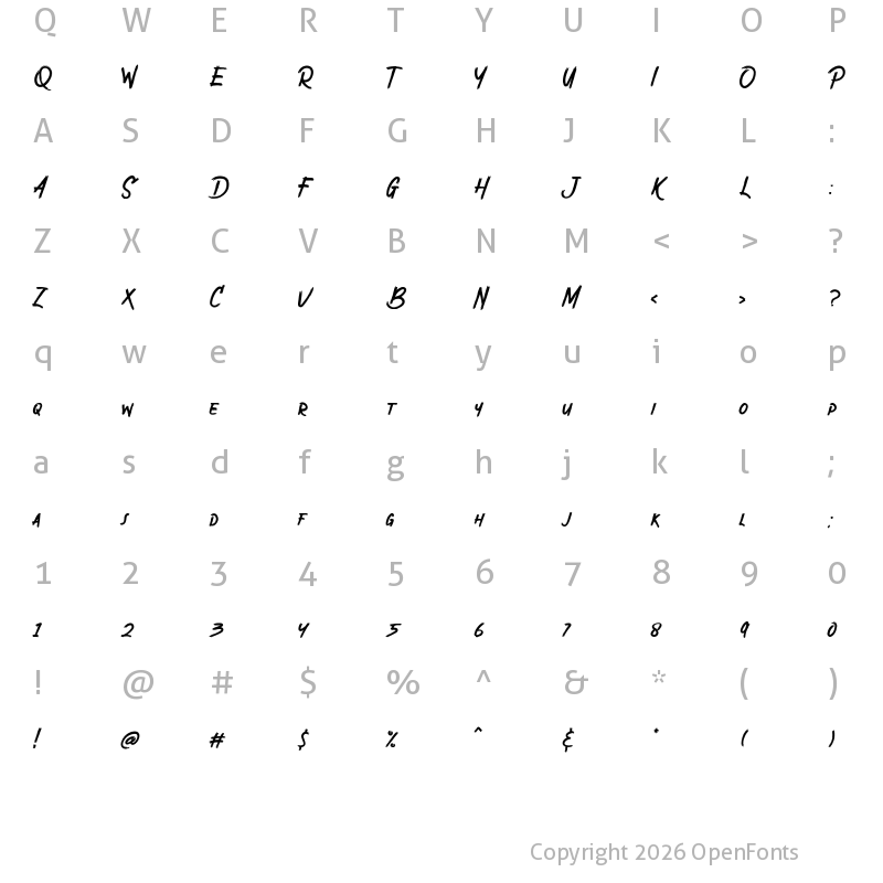 Character Map of Devilish Style One