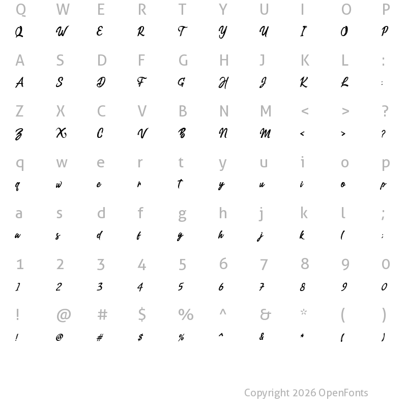 Character Map of Dexaters Sillent Regular
