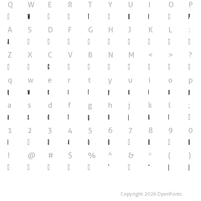 Character Map of DharmaGothicRndC-Bold ?
