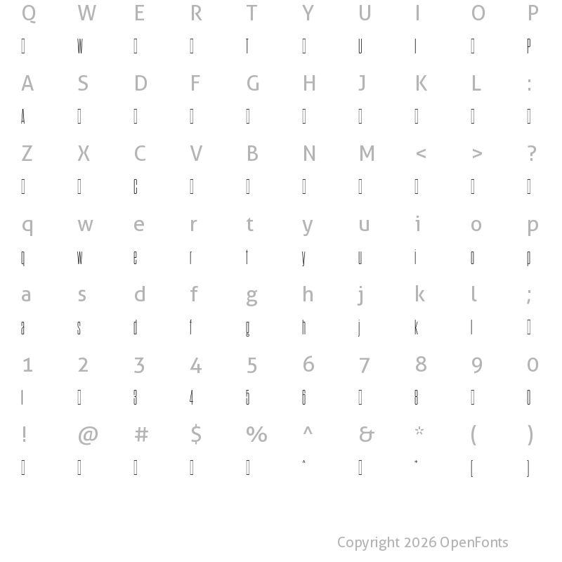 Character Map of DharmaGothicRndC-ExLight ?