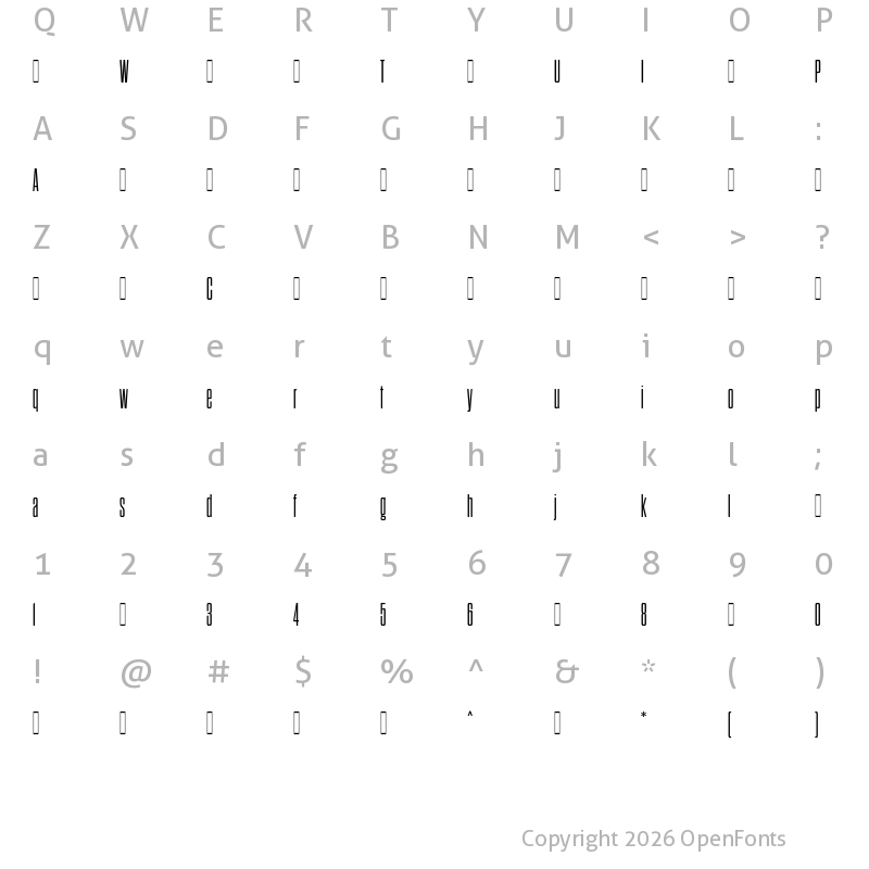 Character Map of DharmaGothicRndC-Regular ?