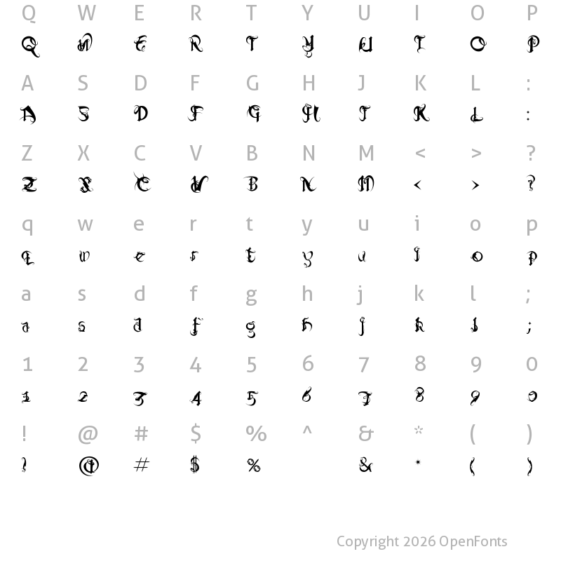 Character Map of Diablo Regular
