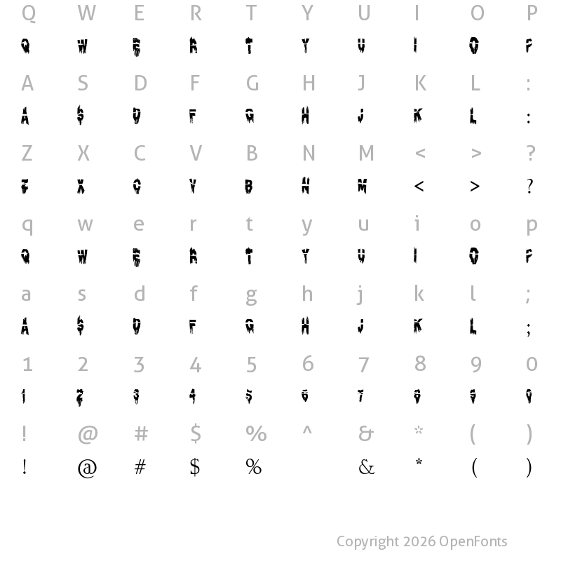 Character Map of Diacrisis: Lost in Hell Regular