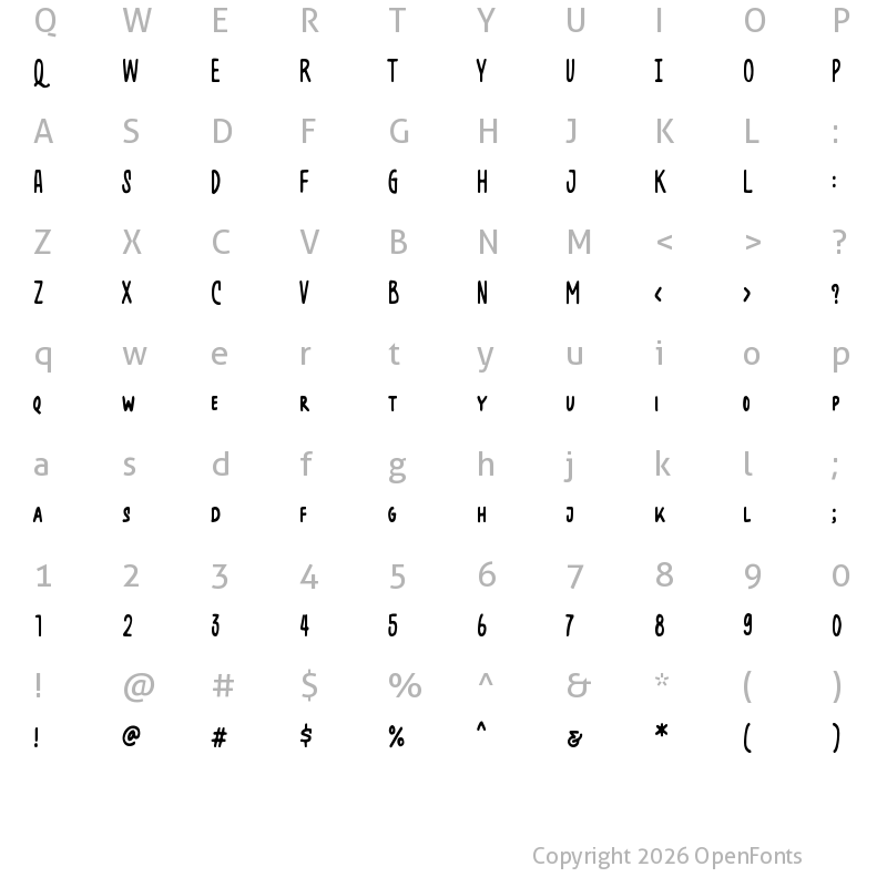 Character Map of Diagakure Demo Regular