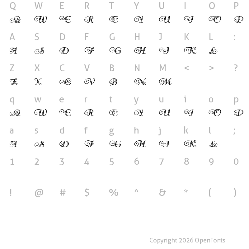 Character Map of Diamond Dreams Regular