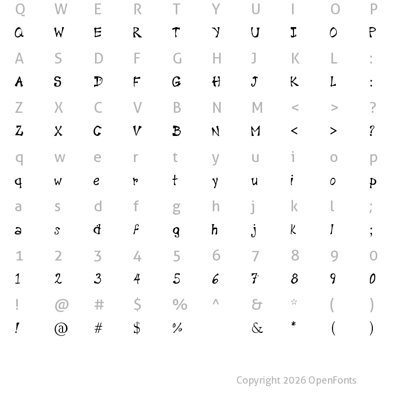Character Map of Diamond Script Regular