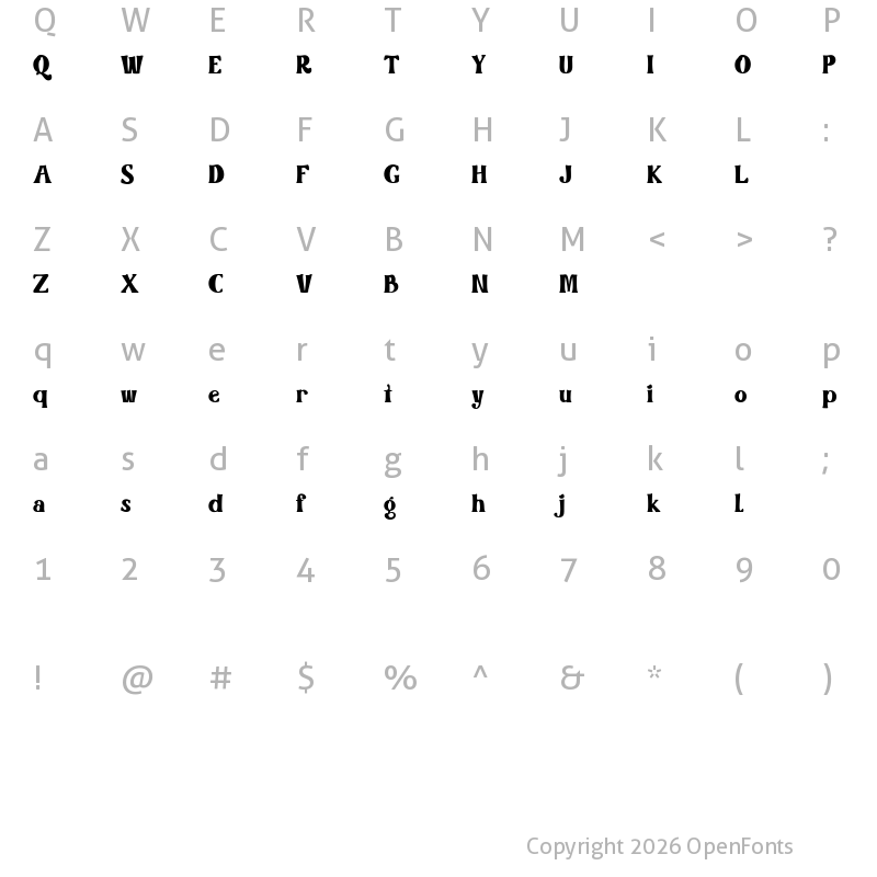 Character Map of Diamore Regular