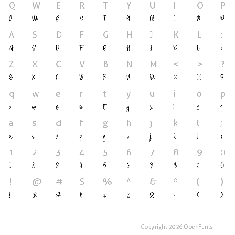 Character Map of Diana Handlettering Regular