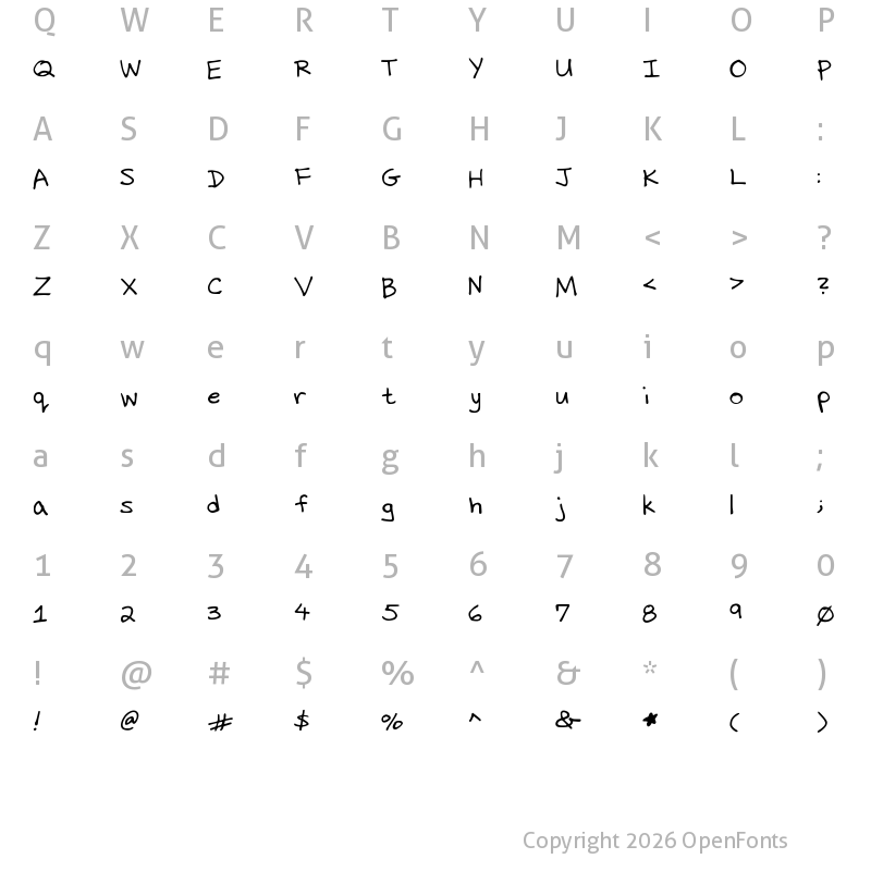 Character Map of Dicks Handwriting Medium