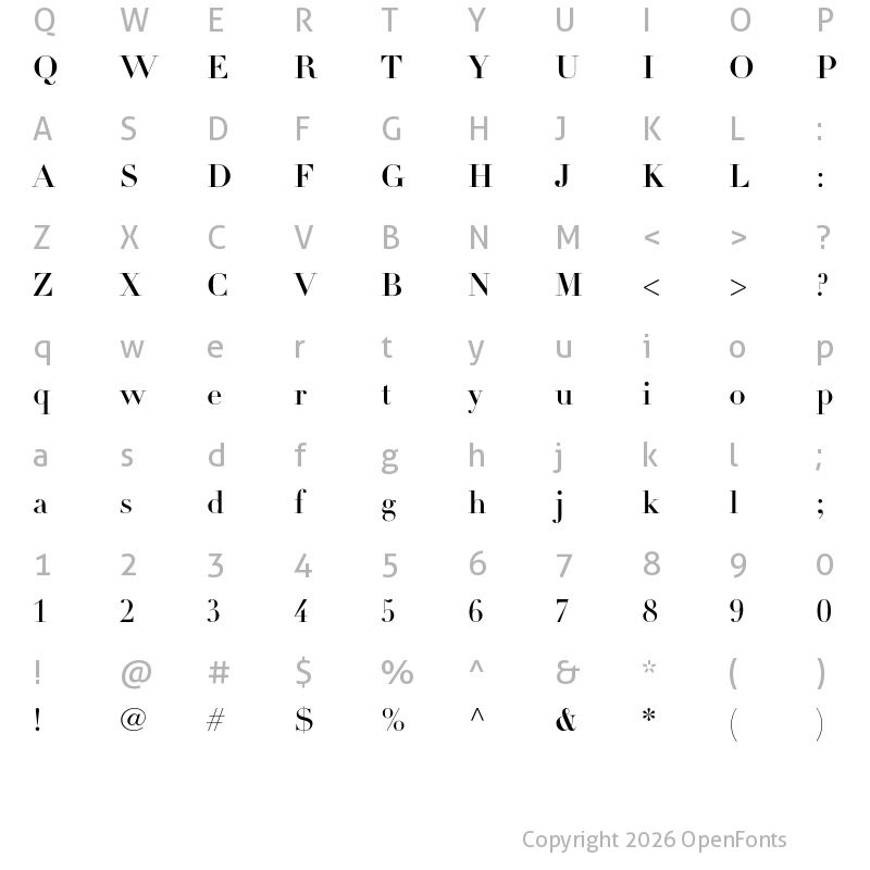 Character Map of Didot LT Pro Headline Regular
